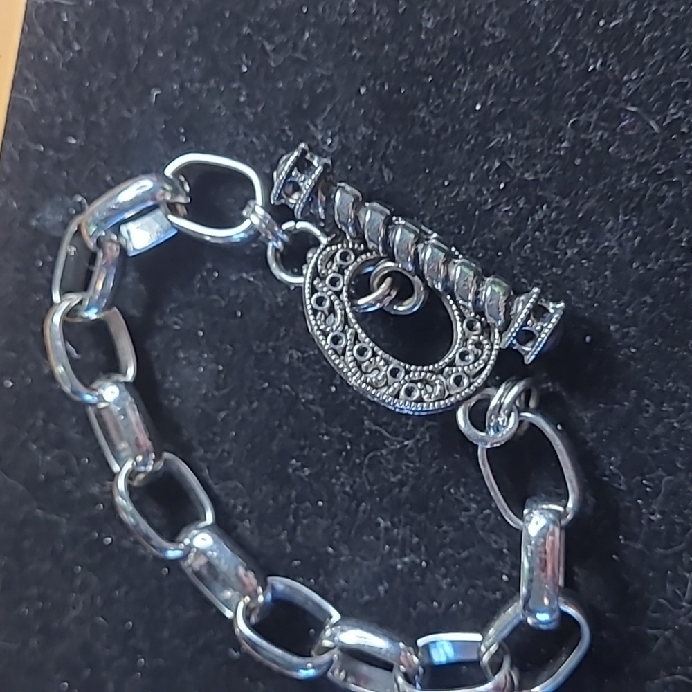 Substantial Silver Toned Chunky Chain Bracelet Unisex